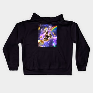 Space Cats Riding Hot Dogs Kids Hoodie